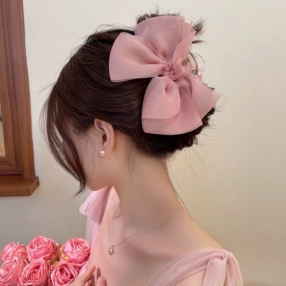 New Elegant Pink Hair Bow for Women